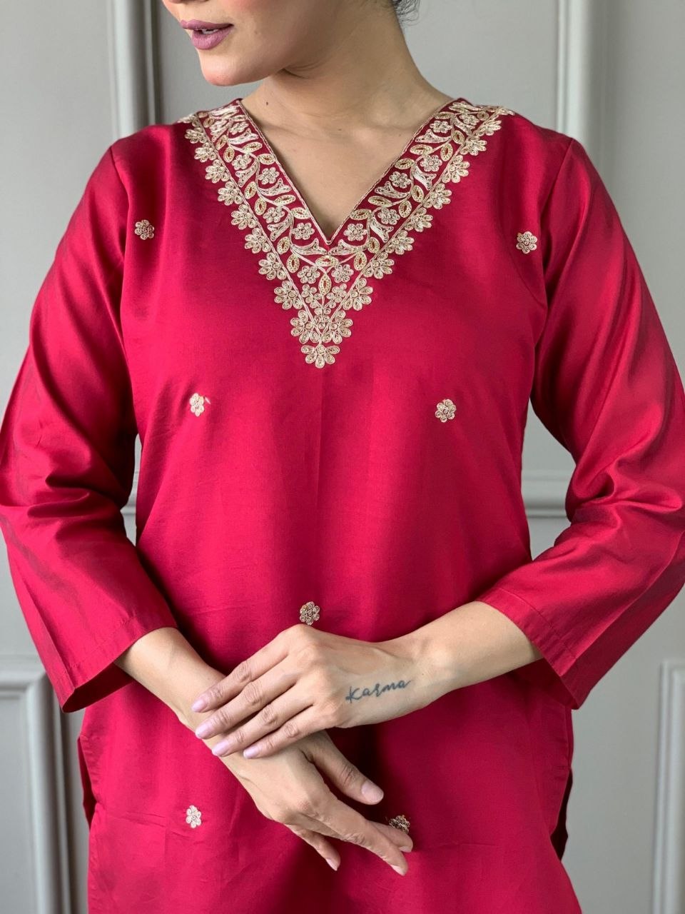 Festive Bloom Premium Embroidered Suit Set
