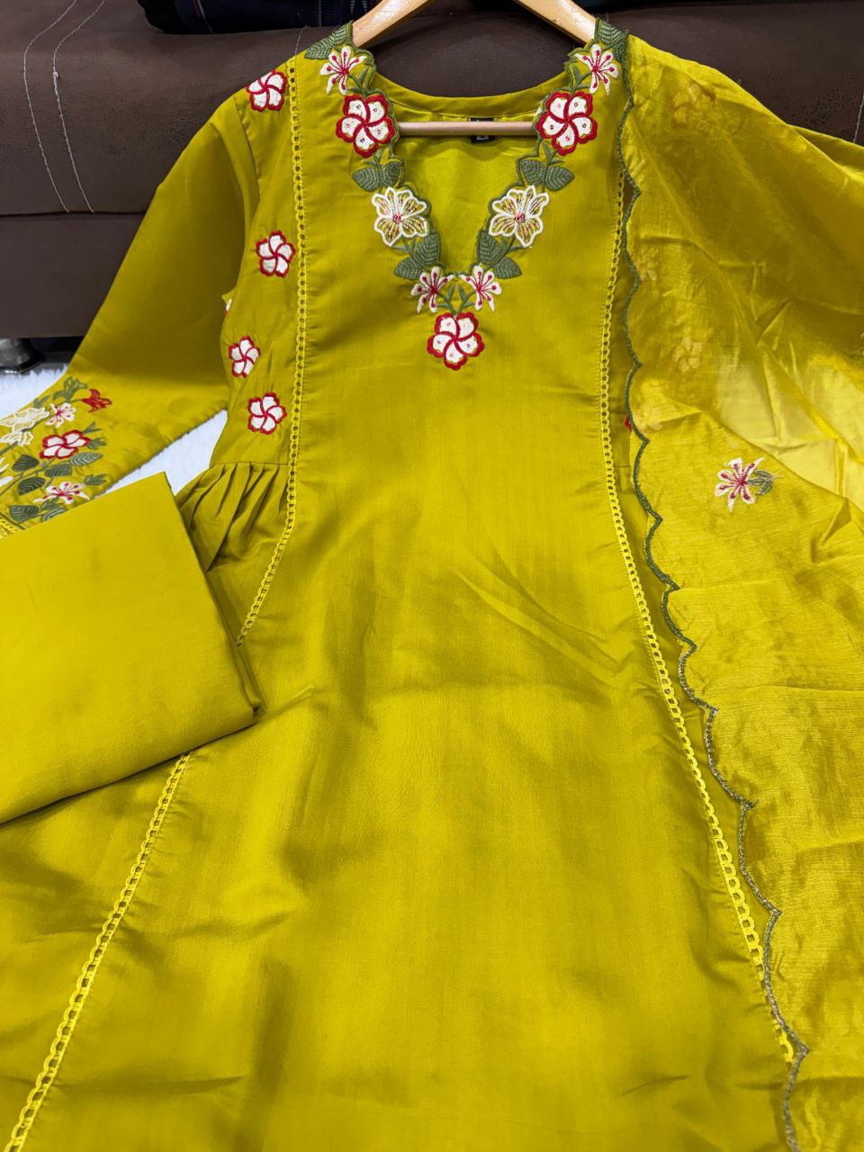 Mehendi Bloom Embroidered Flared Suit Set