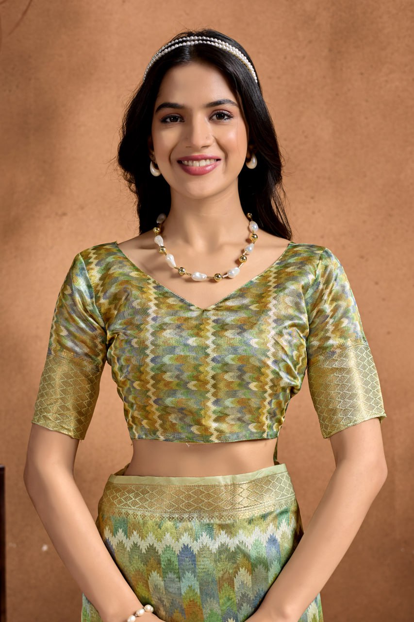 Elegant Soft Silk Saree with Traditional Geometric & Floral Weaving