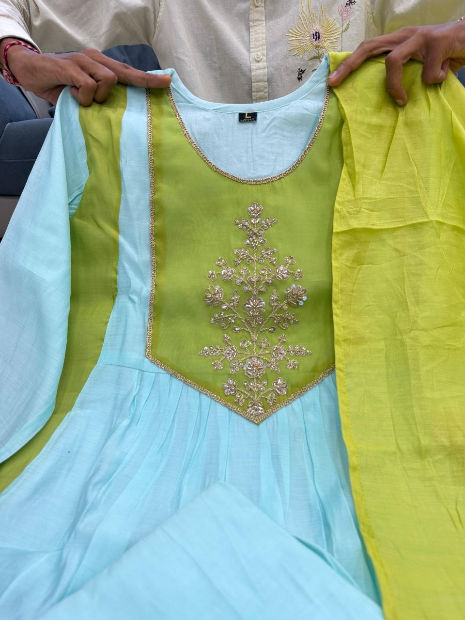Refreshing Pista Green Embroidered Anarkali Suit Set