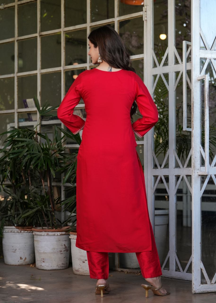 Elegant Viscose Chanderi Embroidered Suit Set with Designer Dupatta