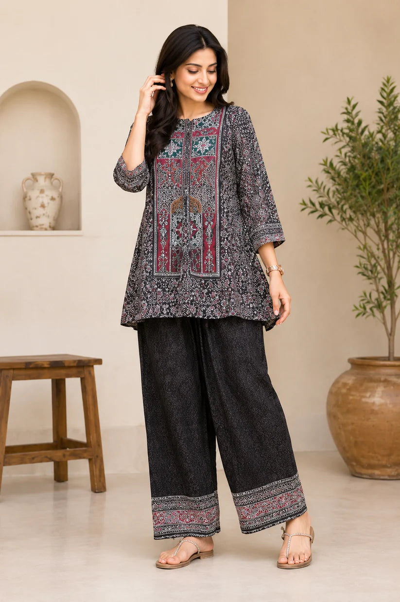 Chic Black Heritage Print Co-ord Set