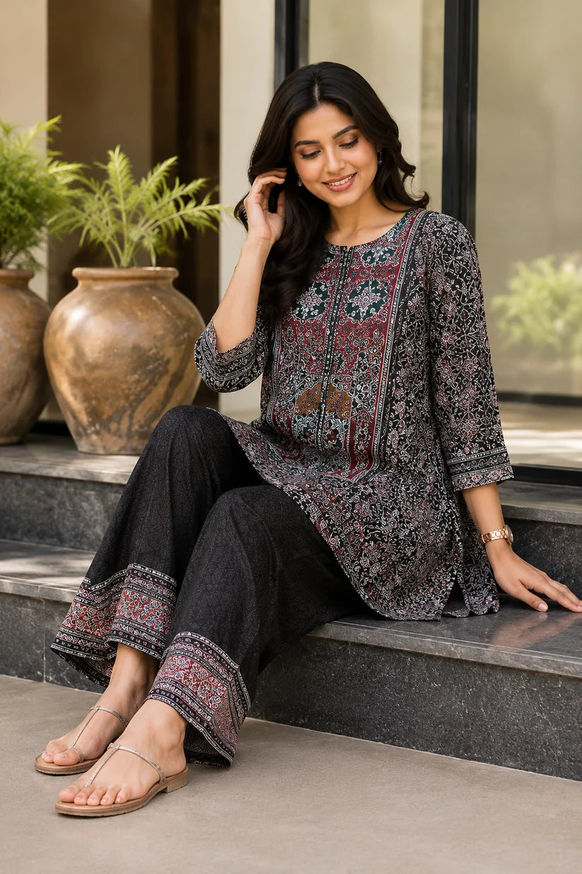Chic Black Heritage Print Co-ord Set