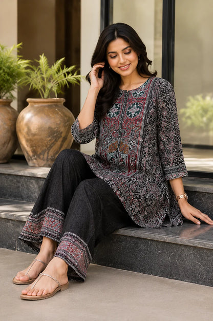 Chic Black Heritage Print Co-ord Set
