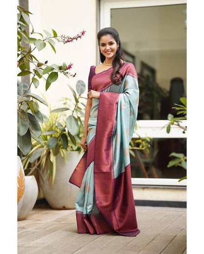 Beautiful Pastel Heritage Woven Soft Silk Saree