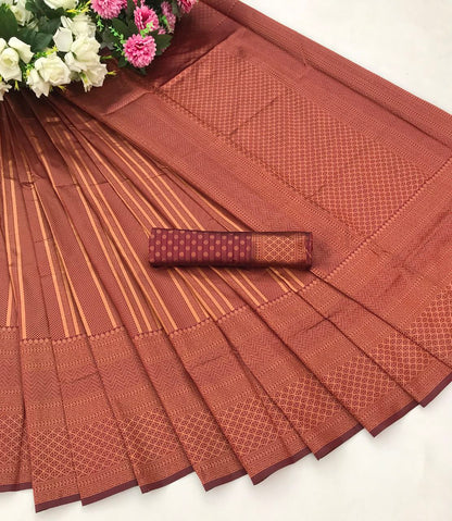 Royal Copper Zari Woven Traditional Soft Silk Saree