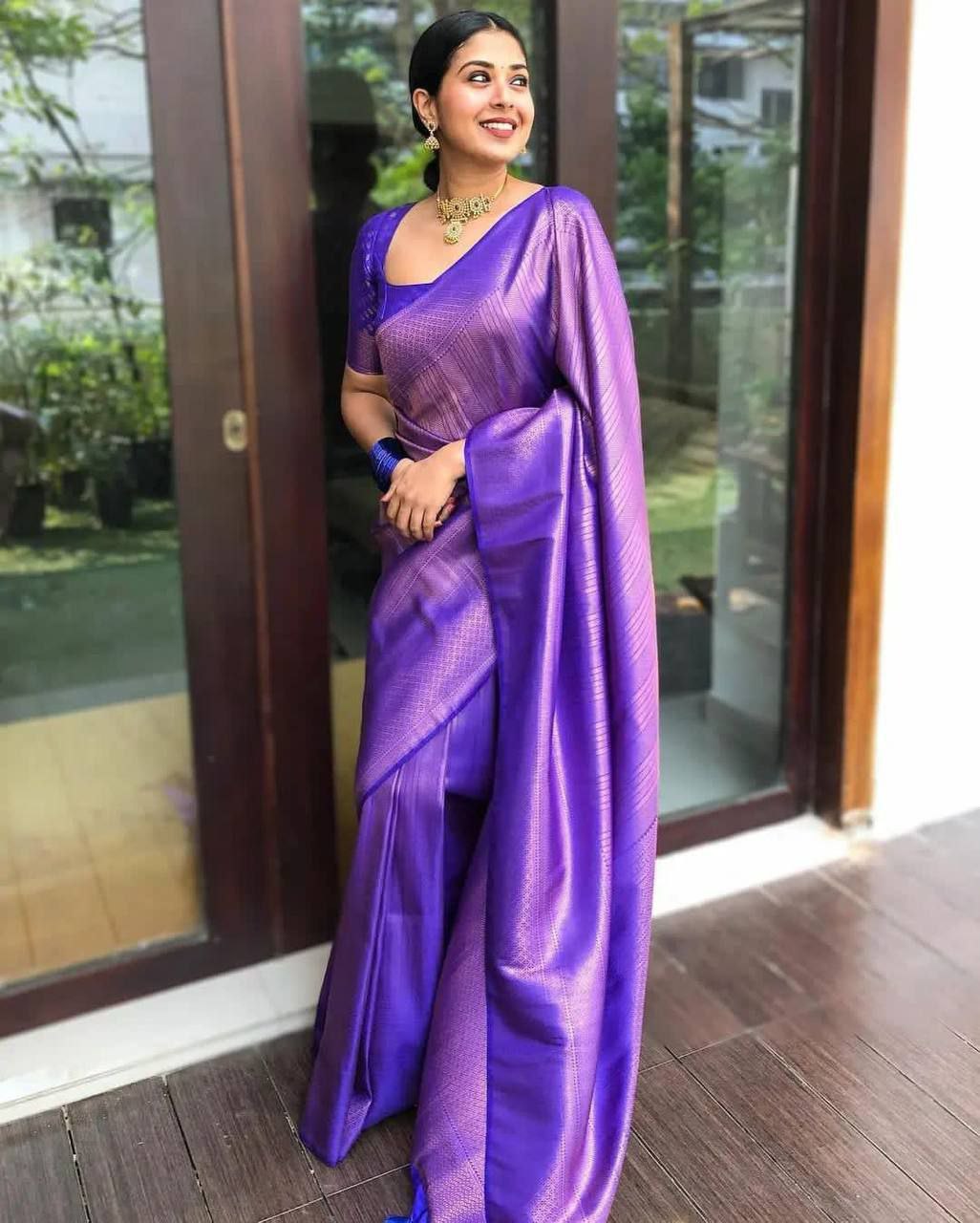 Royal Lavender Shine Traditional Soft Silk Saree