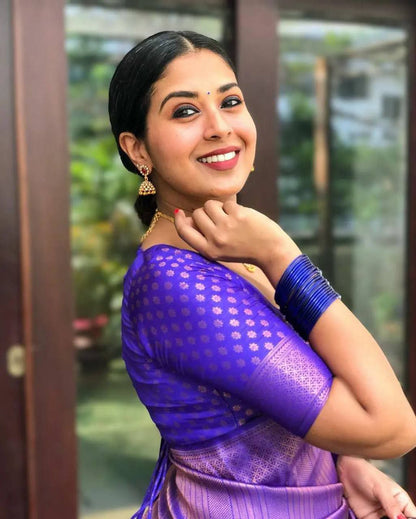 Royal Lavender Shine Traditional Soft Silk Saree
