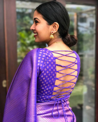 Royal Lavender Shine Traditional Soft Silk Saree