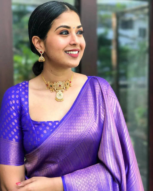 Royal Lavender Shine Traditional Soft Silk Saree
