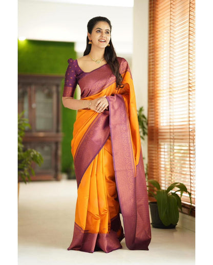 Elegant Women Traditional Soft Silk Saree with Rich Contrast Border