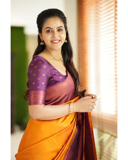 Elegant Women Traditional Soft Silk Saree with Rich Contrast Border