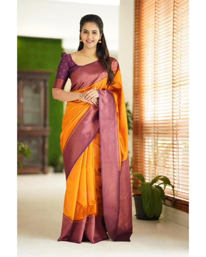 Elegant Women Traditional Soft Silk Saree with Rich Contrast Border