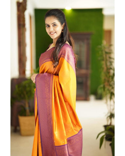 Elegant Women Traditional Soft Silk Saree with Rich Contrast Border
