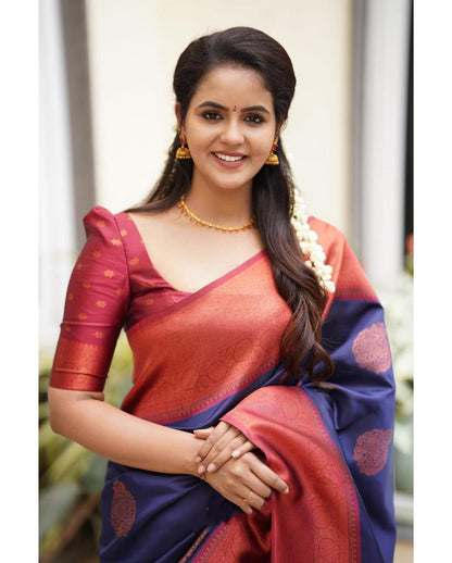 Beautiful Premium Contrast Border Traditional Soft Lichi Silk Saree