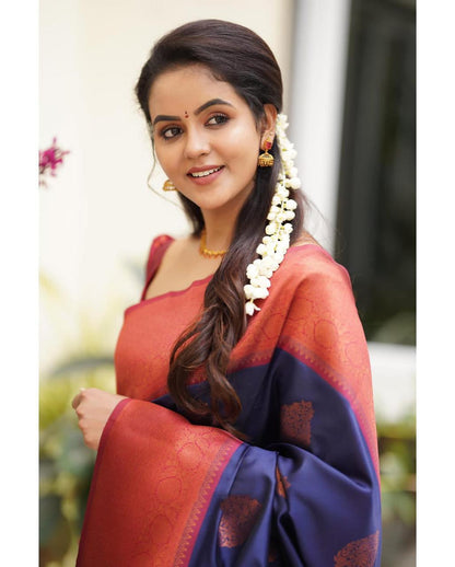 Beautiful Premium Contrast Border Traditional Soft Lichi Silk Saree