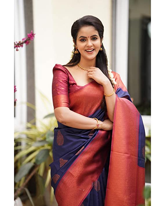 Beautiful Premium Contrast Border Traditional Soft Lichi Silk Saree