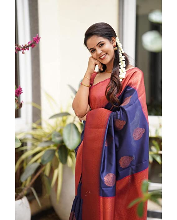 Beautiful Premium Contrast Border Traditional Soft Lichi Silk Saree