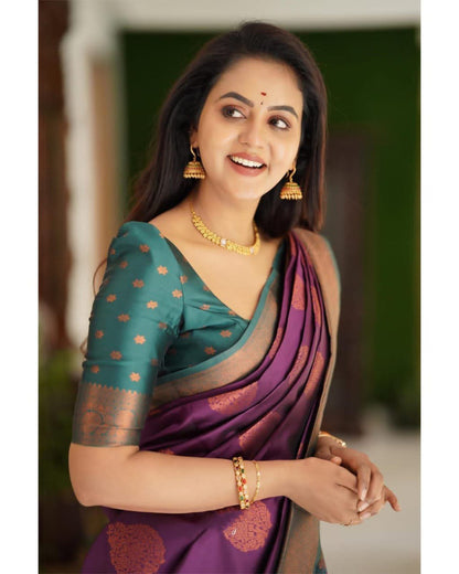 Amazing Royal Heritage Woven Soft Silk Saree with Rich Contrast Border
