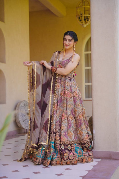 Charming Multicolor Designer Gown Set with Dupatta