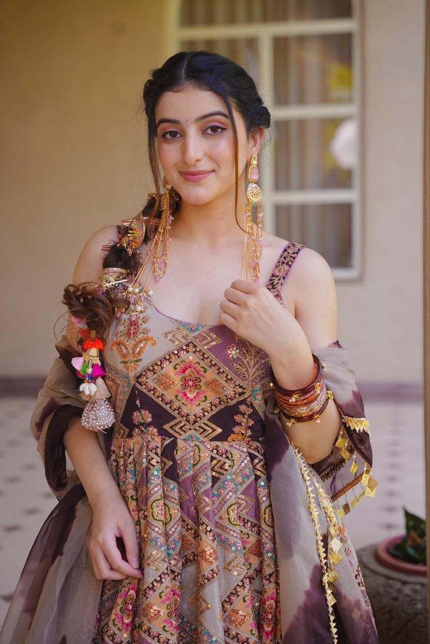 Charming Multicolor Designer Gown Set with Dupatta