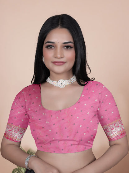 Magic Aqua Blue and Pink Banarasi Silk Saree with Silver Zari Weaving
