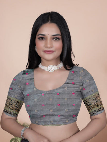 Softy Pastel Green Banarasi Silk Saree with Silver Zari Weaving