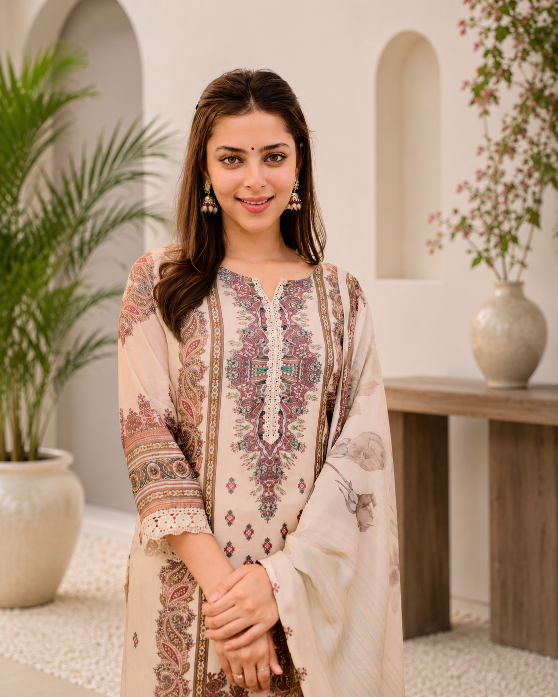 Trendy Ethnic Muslin Printed Suit Set Collection
