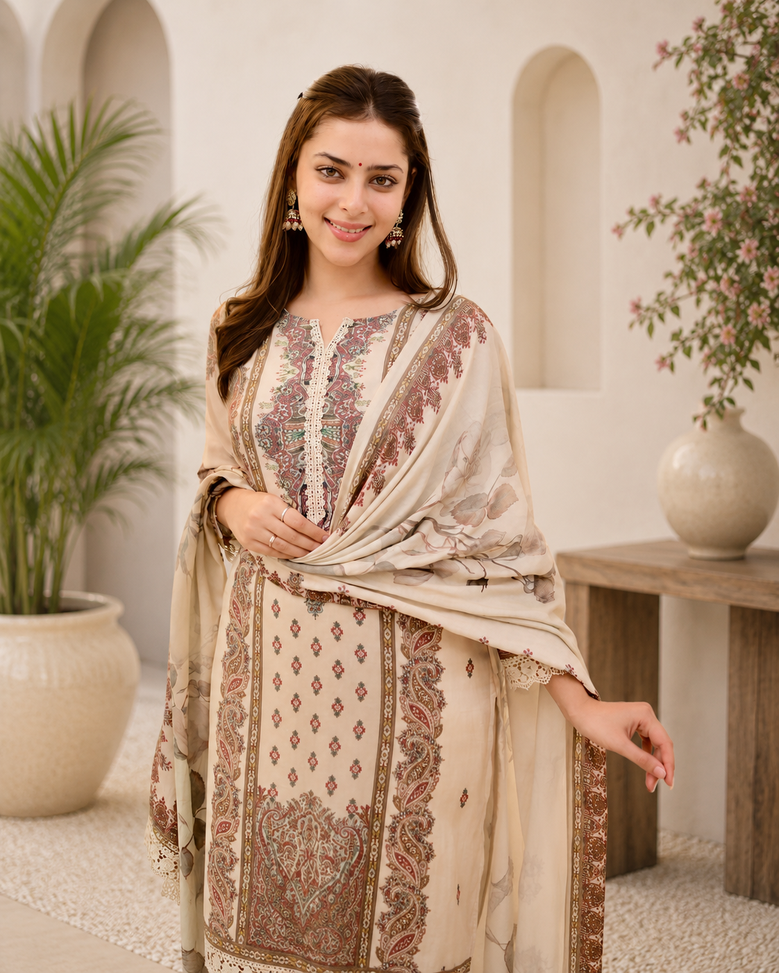 Trendy Ethnic Muslin Printed Suit Set Collection