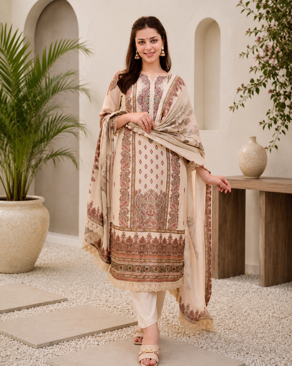 Trendy Ethnic Muslin Printed Suit Set Collection