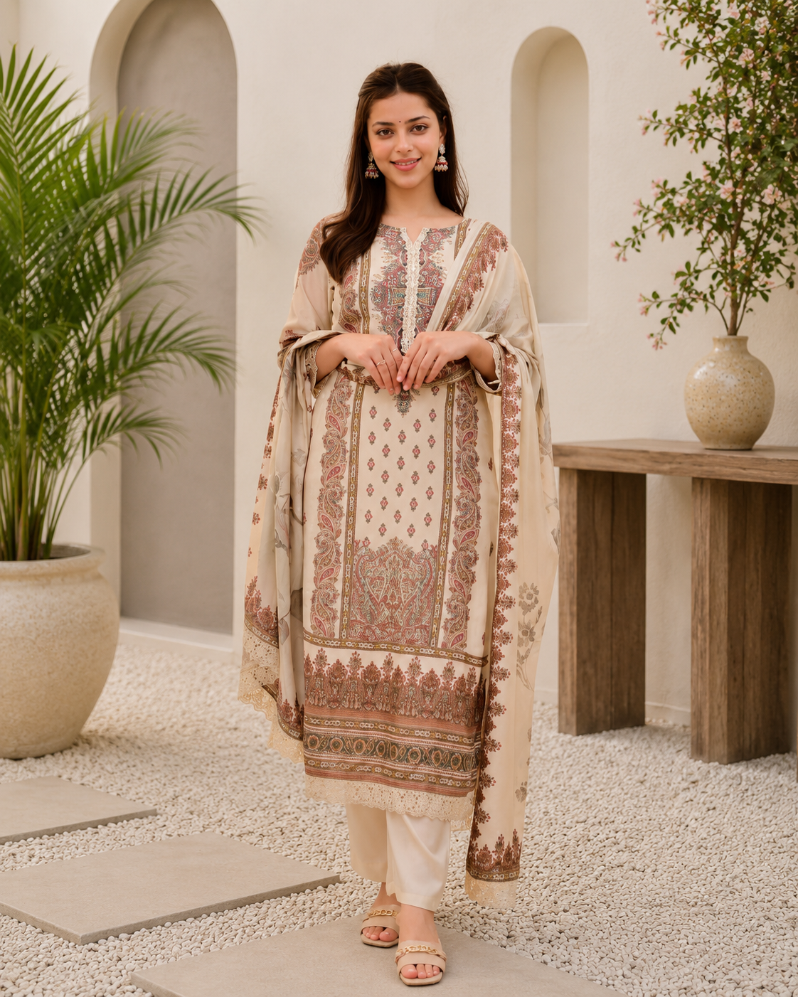 Trendy Ethnic Muslin Printed Suit Set Collection