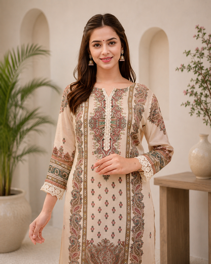 Trendy Ethnic Muslin Printed Suit Set Collection