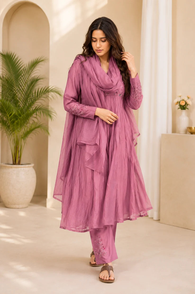 Rosewood Grace Embroidered Flared Suit Set