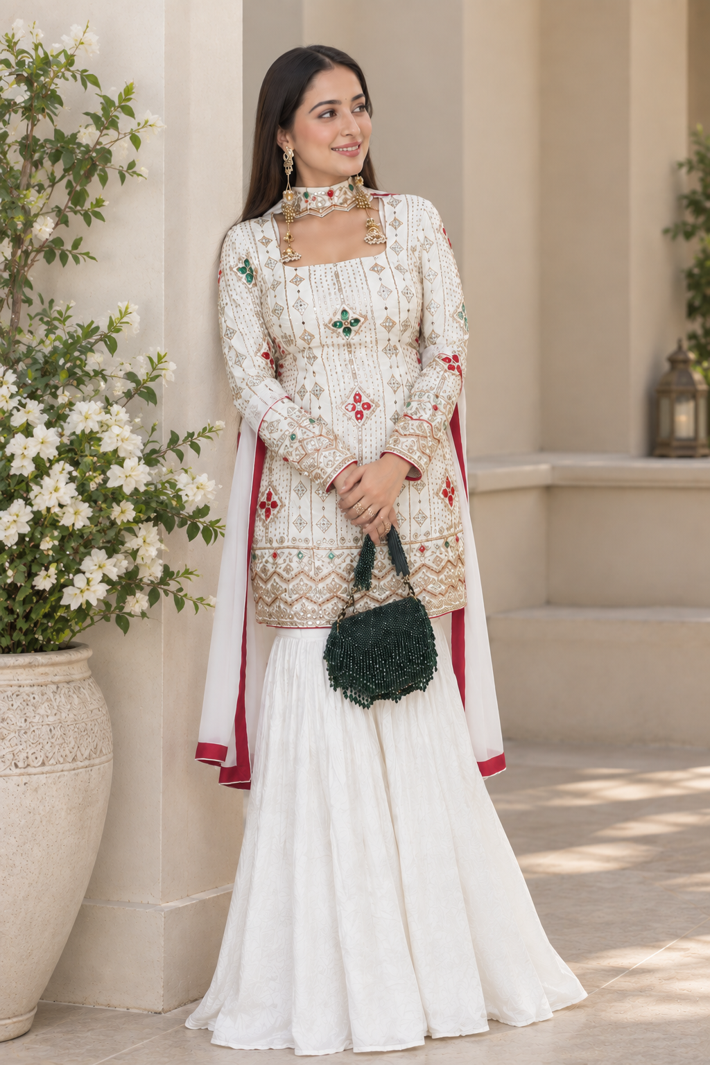 Royal Grace Embroidered Sharara Suit Set