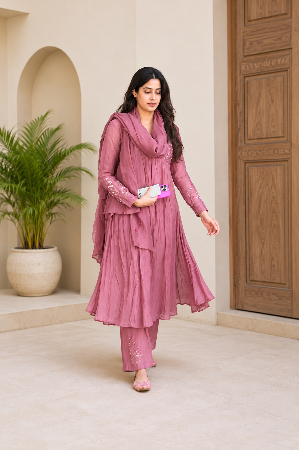Rosewood Grace Embroidered Flared Suit Set