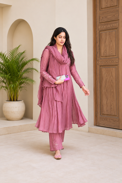 Rosewood Grace Embroidered Flared Suit Set