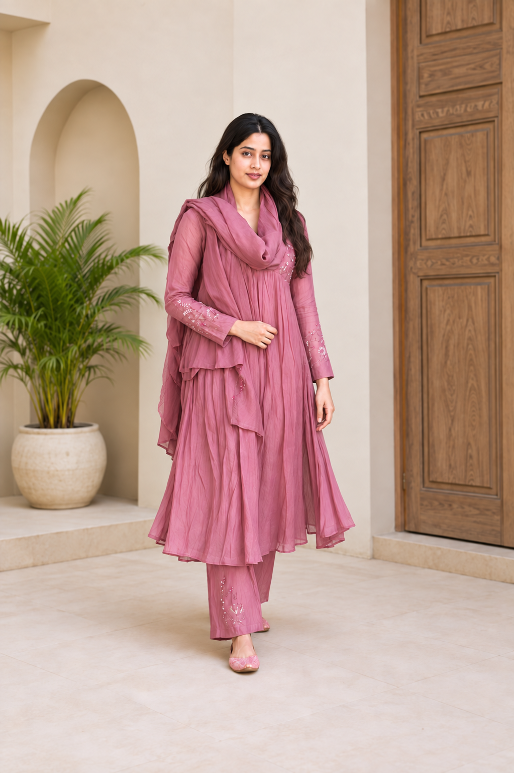 Rosewood Grace Embroidered Flared Suit Set