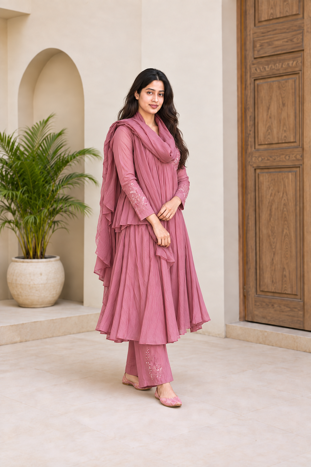 Rosewood Grace Embroidered Flared Suit Set