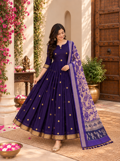 Royal Violet Bloom Festive Anarkali Set