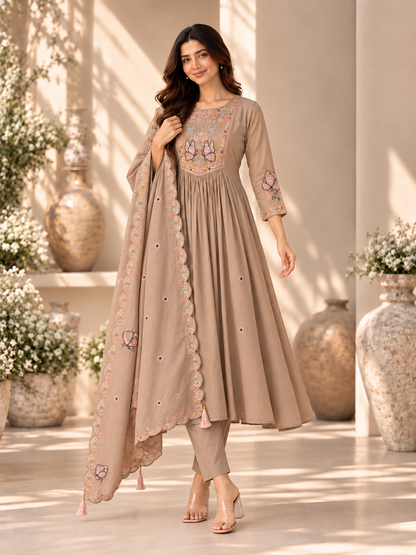 Butterfly Embroidered Anarkali Suit Set