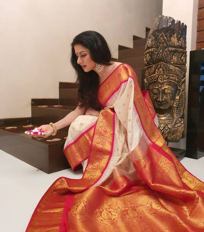 Majestic Royal Banarasi Style Zari Woven Soft Silk Saree