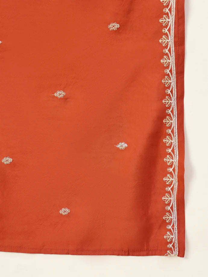 Beautiful Roman Silk Embroidery Straight Kurta Pant with Dupatta, 3pcs Suit