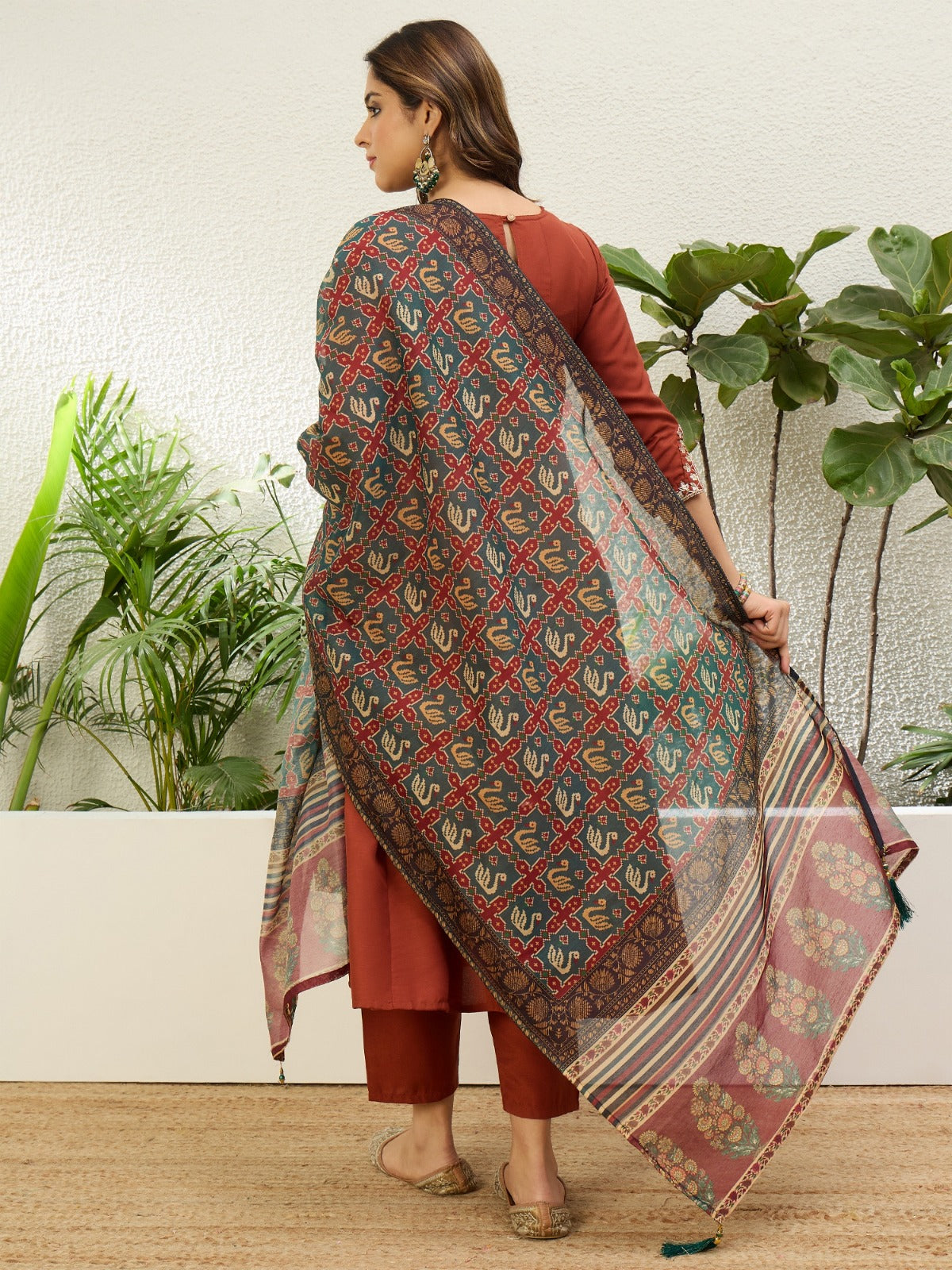 Charming Rust Jio Cotton Kurta Set with Designer Dupatta