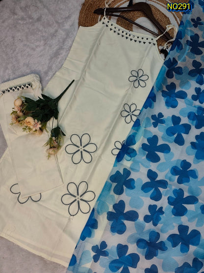 stylish & refreshing kurti set with beautiful floral print Dupatta Perfect for daily wear, office & casual outings 💙