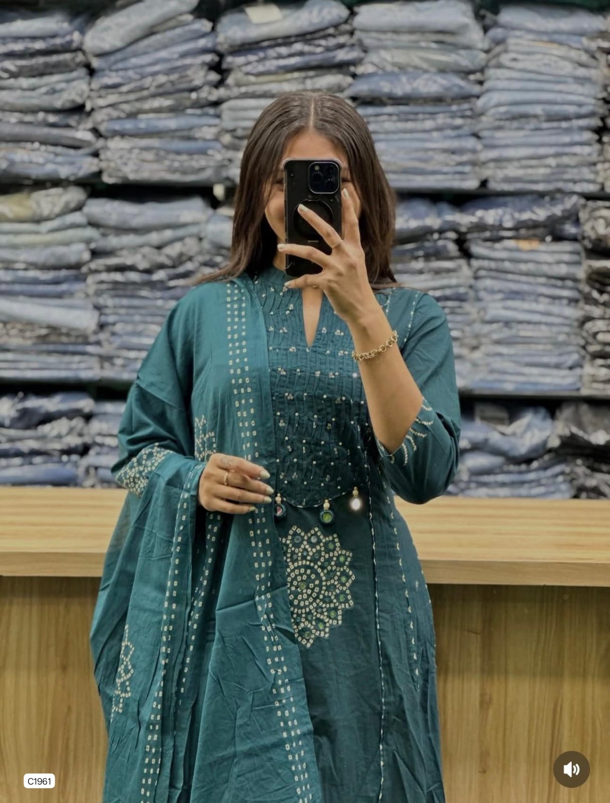 Radiant Teal Blue Bandhani Printed Ethnic Ensemble