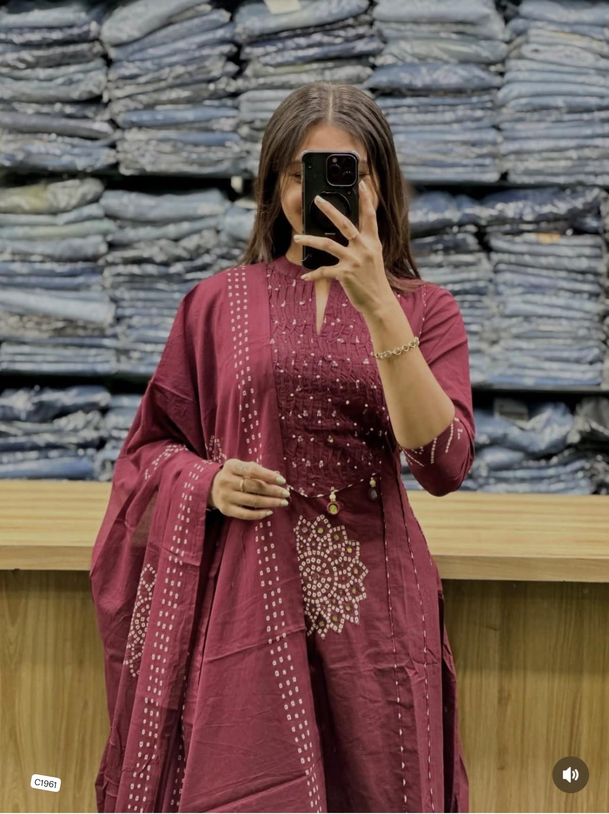 Mesmerizing Maroon Bandhani Patterned Ethnic Suit Set