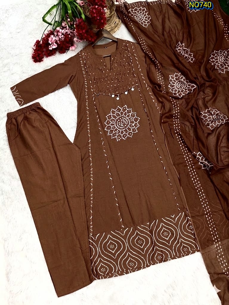 Beautiful Brown Ethnic Kurta Set With Matching Dupatta