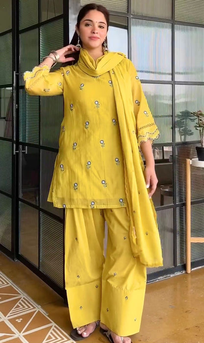 Đěsigner Party Wear Look Mul Chandheri & Farshi Palazzo With Dupatta set