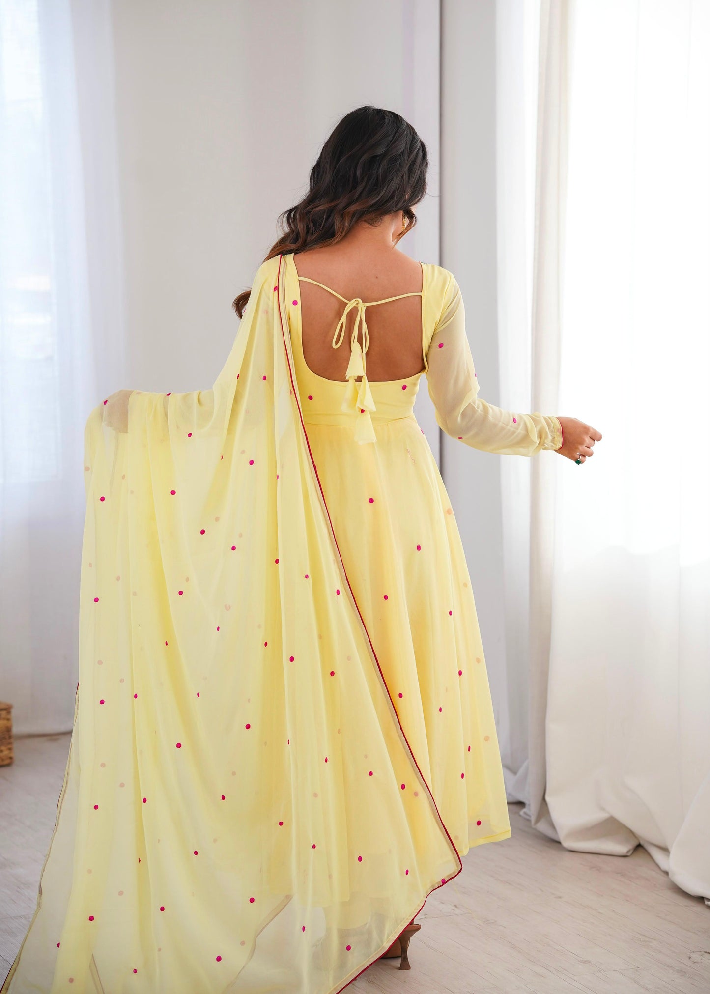 Sunshine Yellow Embroidered Anarkali Suit Set with Elegant Dupatta