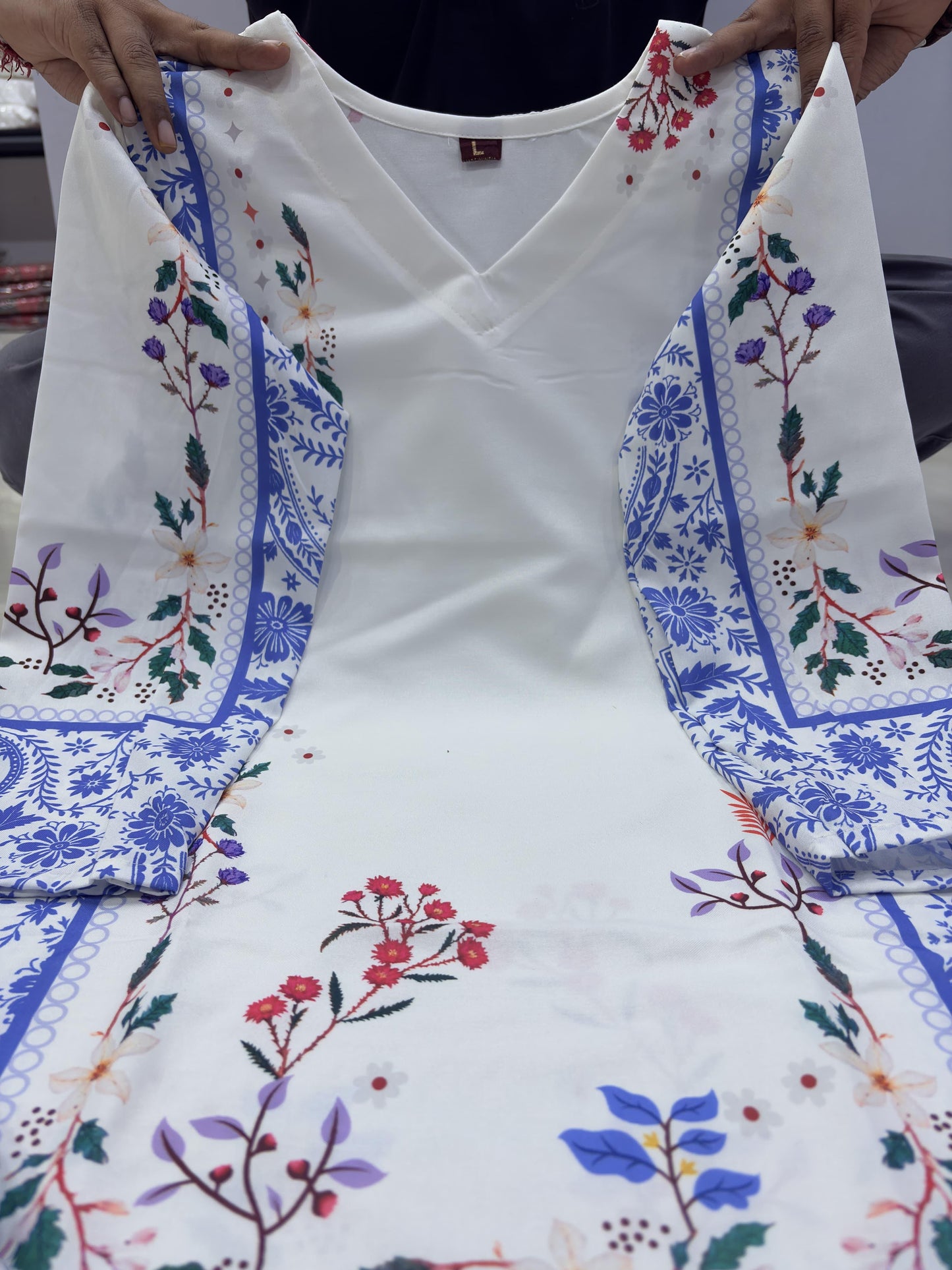 White & Blue Floral Printed Co-Ord Set for Women